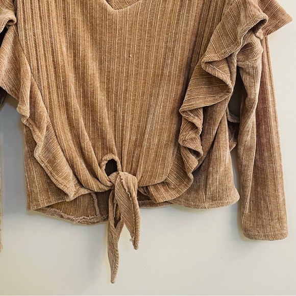 Vestique Beige Chenille Ruffle Sweater Size: S - Picture 3 of 5